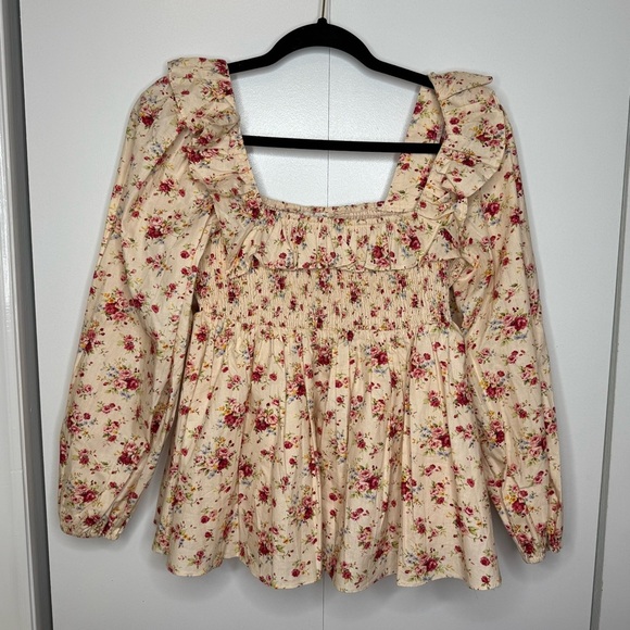 Hyacinth House - Tuckernuck - Addison Floral ruffle sleeve top - small nwt - Picture 3 of 10